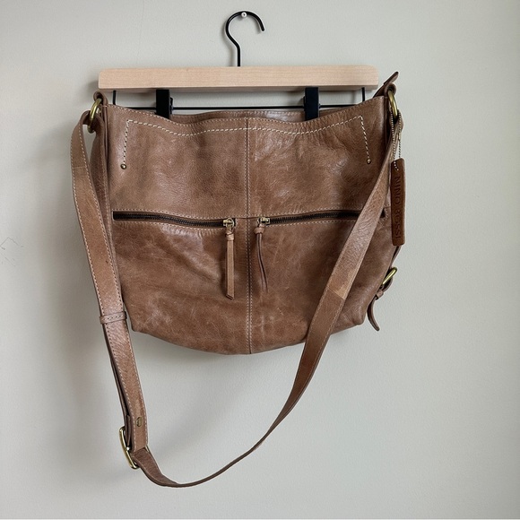 Nino BOSSI Handbags - Nino BOSSI - Genuine Leather Crossbody Shoulder Bag Brown Tan Slouchy Hobo Purse